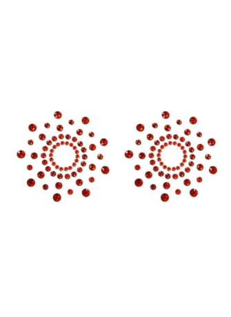 Paire de cache tétons adhésifs strass rouge - NP-1030RED